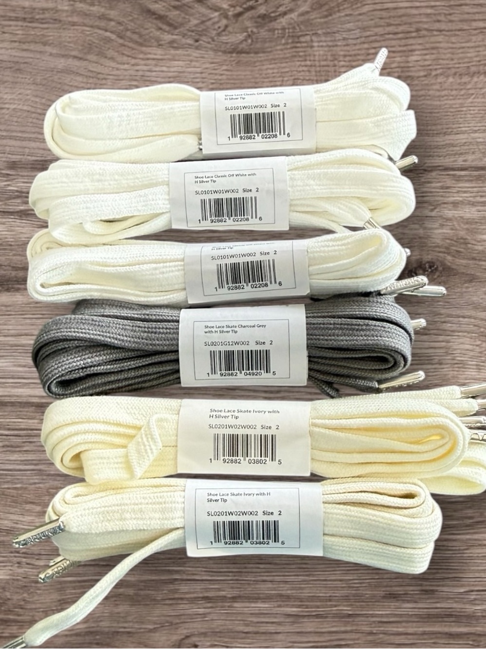 0629 Cariuma Shoe Lace Skate Off White Ivory Charcoal Gray 6 pairs NWT - Picture 2 of 10